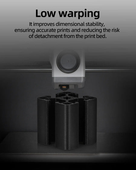3D printer producing a structural engineering part with LANDU Carbon Fiber PLA demonstrating low warping and dimensional stability.
