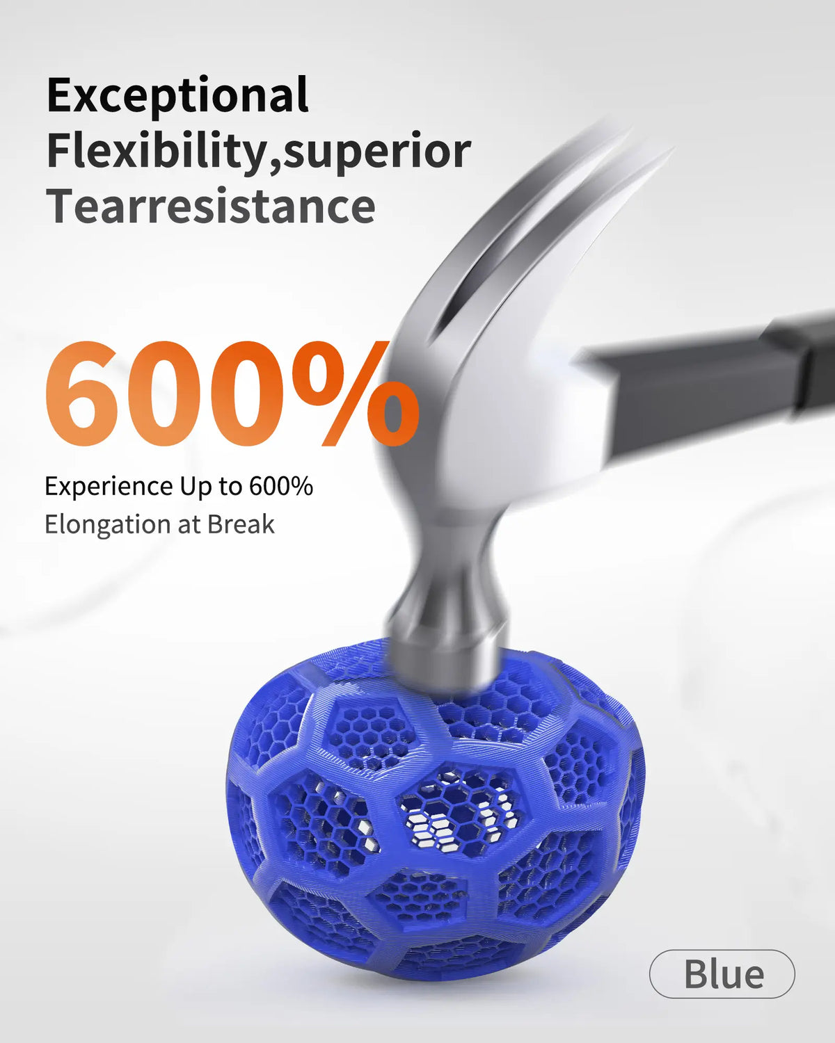 Demonstration of LANDU Hyper TPU 95A flexibility showing up to 600 percent elongation at break and superior tear resistance.