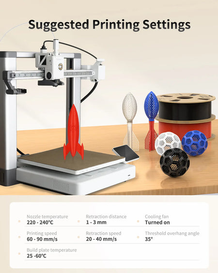 Printing settings guide for LANDU Hyper TPU 95A filament showing recommended nozzle and bed temperatures for FDM printers.