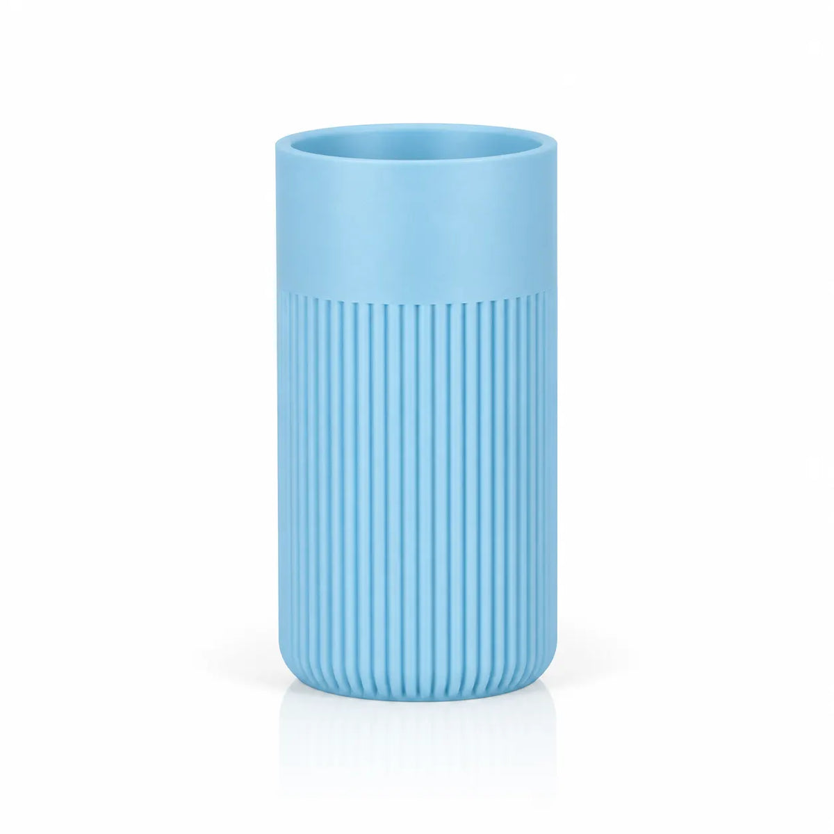 LANDU Blue Matte PLA 3D printer filament 1kg, showcased with a 3D printed ribbed cylindrical model.