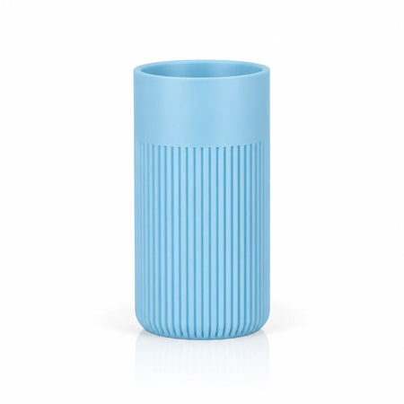LANDU Blue Matte PLA 3D printer filament 1kg, showcased with a 3D printed ribbed cylindrical model.