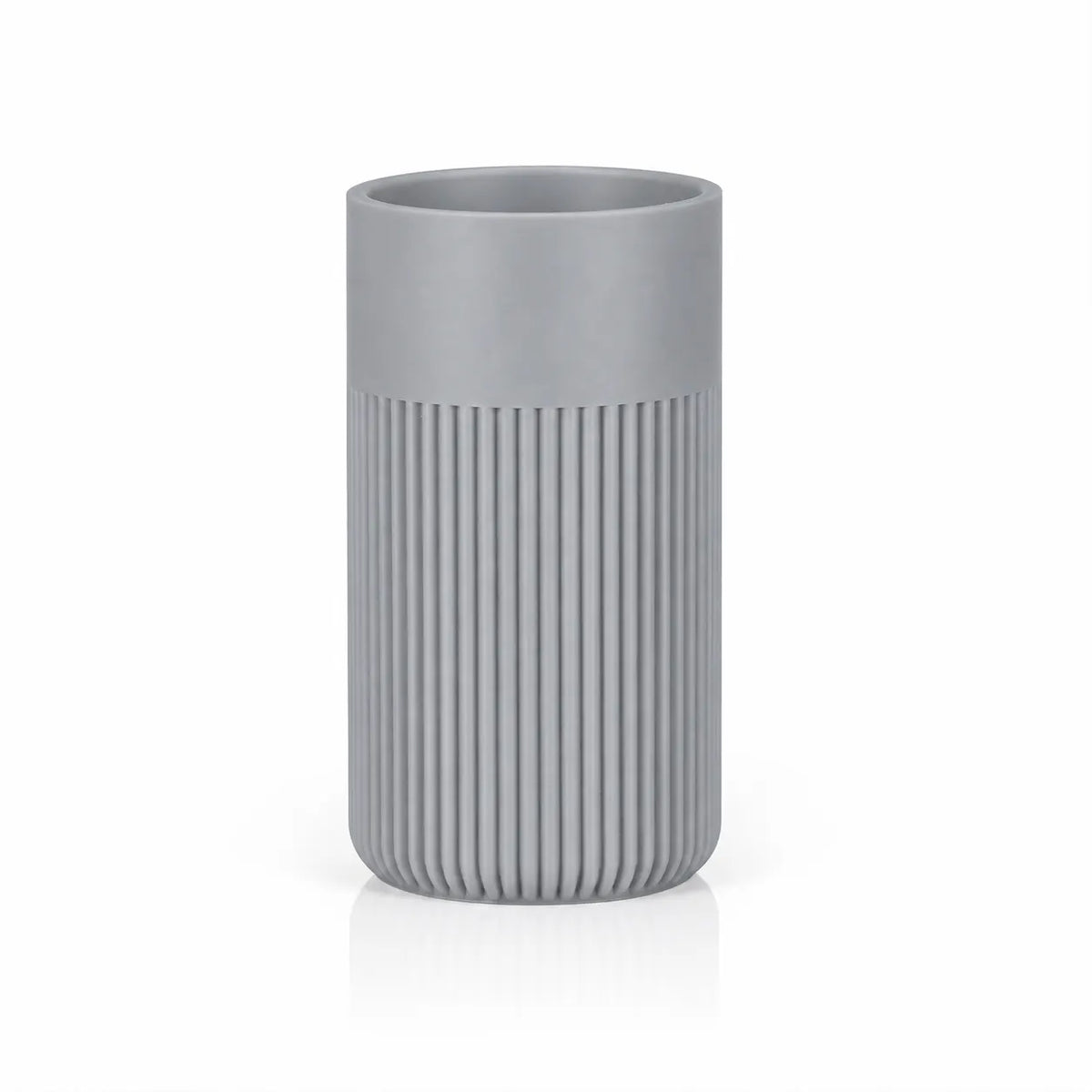 LANDU Gray Matte PLA 3D printer filament 1kg, showcased with a 3D printed ribbed cylindrical model.