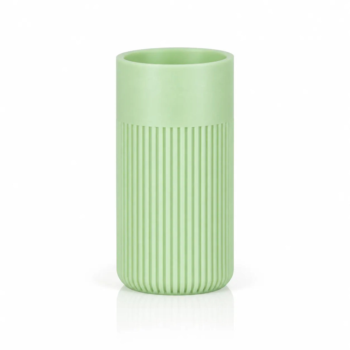 LANDU Mint Green Matte PLA 3D printer filament 1kg, showcased with a 3D printed ribbed cylindrical model.