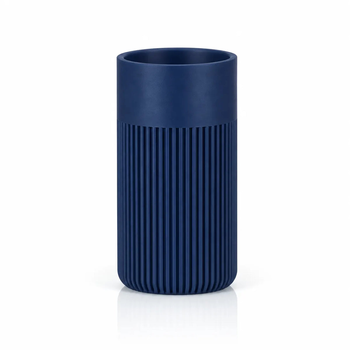 LANDU Naval Blue Matte PLA 3D printer filament 1kg, showcased with a 3D printed ribbed cylindrical model.