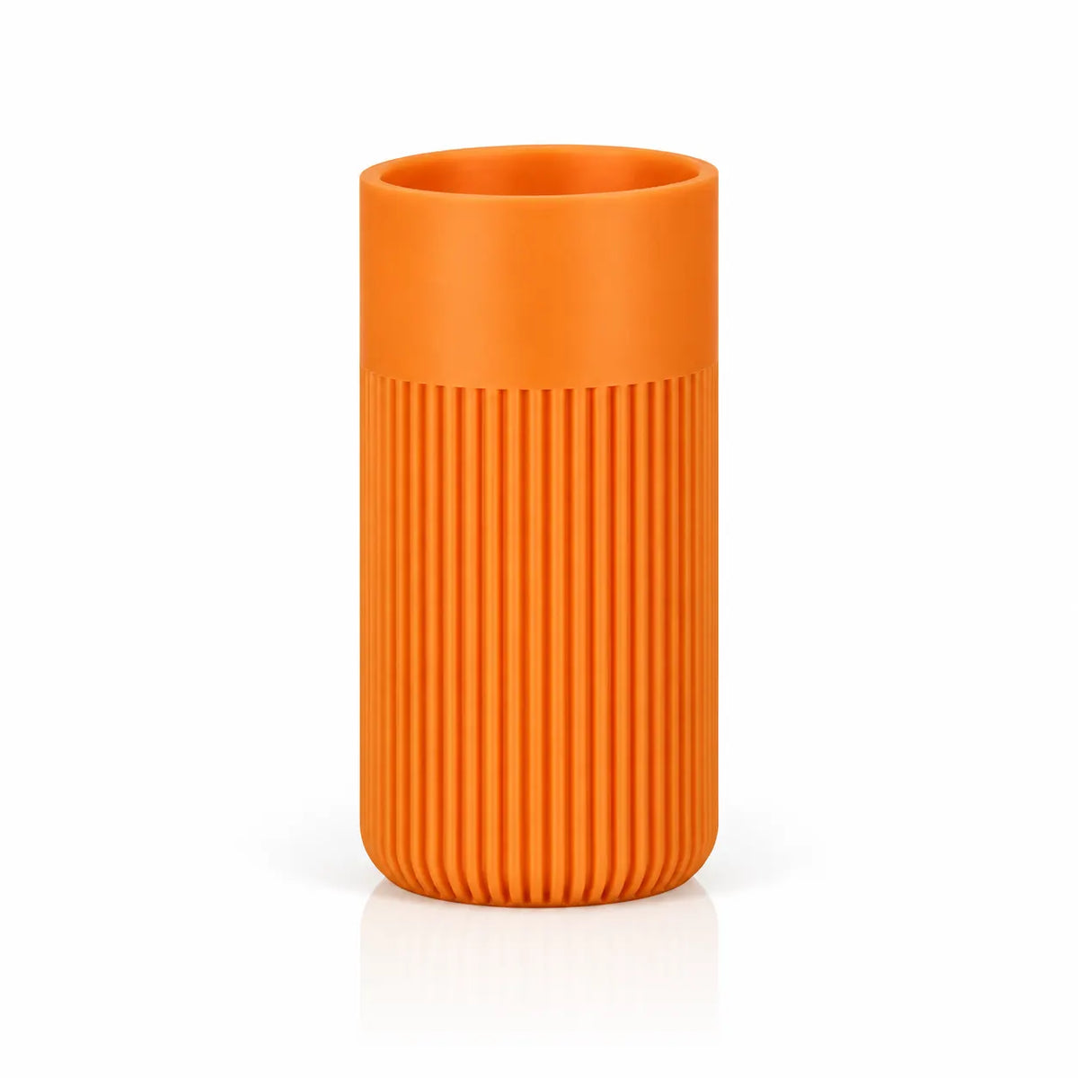 LANDU Orange Matte PLA 3D printer filament 1kg, showcased with a 3D printed ribbed cylindrical model.