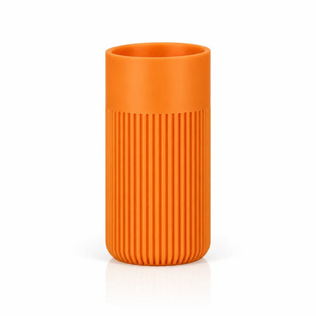 LANDU Orange Matte PLA 3D printer filament 1kg, showcased with a 3D printed ribbed cylindrical model.