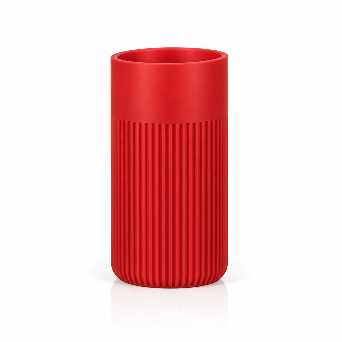 LANDU Red Matte PLA 3D printer filament 1kg, showcased with a 3D printed ribbed cylindrical model.