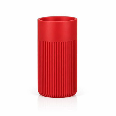LANDU Red Matte PLA 3D printer filament 1kg, showcased with a 3D printed ribbed cylindrical model.