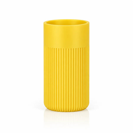 LANDU Yellow Matte PLA 3D printer filament 1kg, showcased with a 3D printed ribbed cylindrical model.