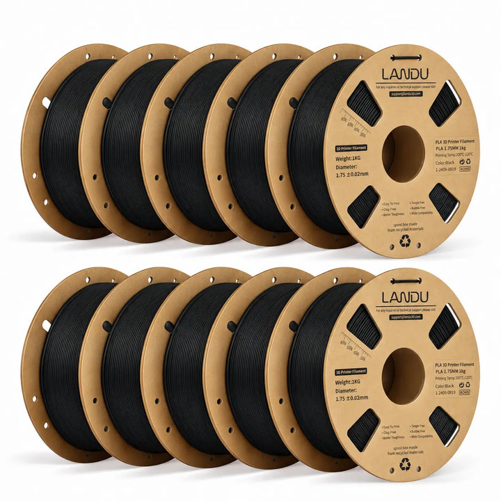 LANDU Black PLA Filament 1.75mm 10 Pack